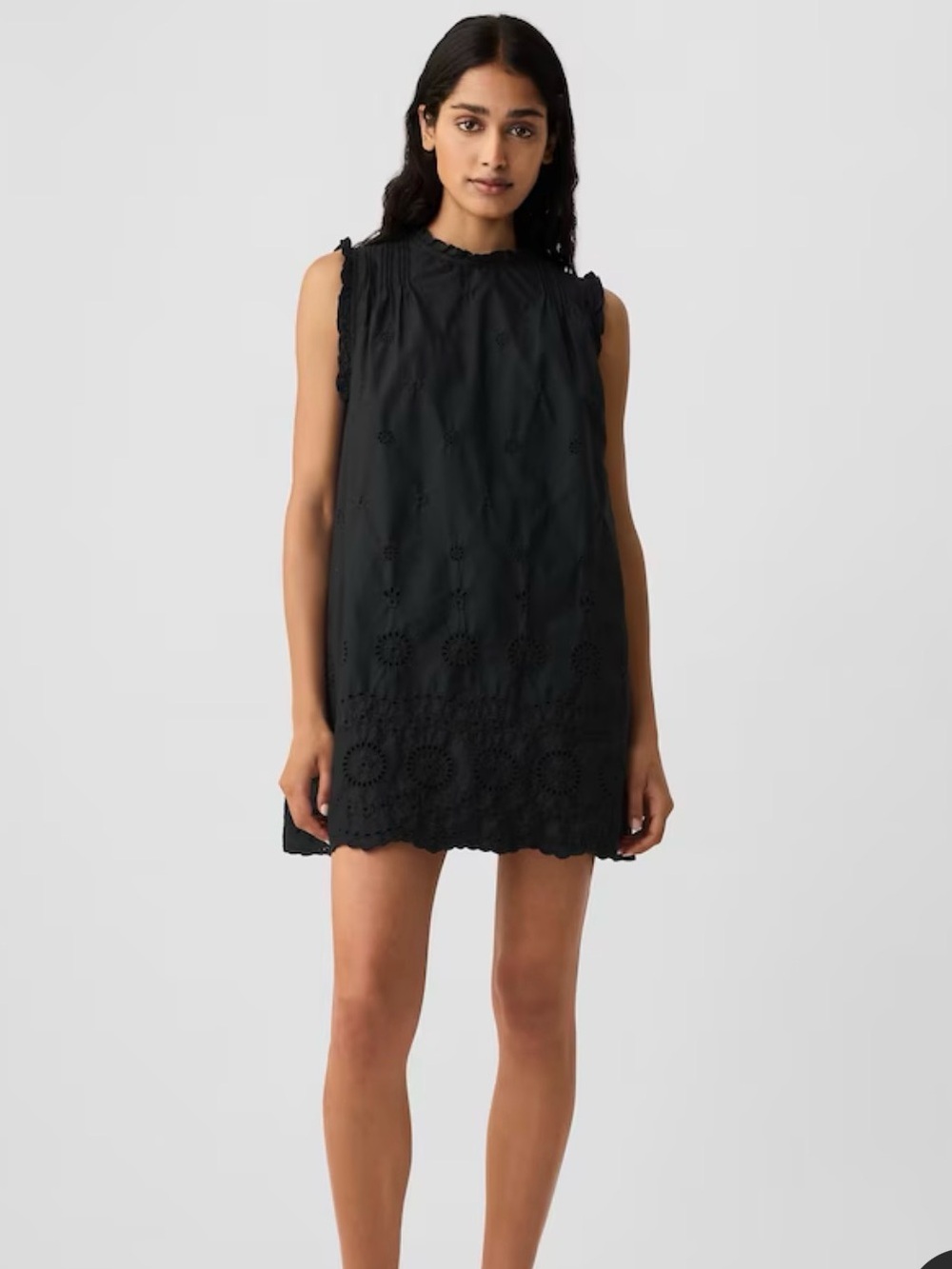 Doen X Gap Eyelet Cotton Mini Dress Black Large
